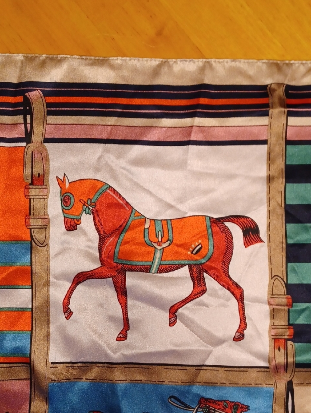 Equestrian Patchwork 90x90cm Polyester Scarf in Bright Multi Colors - Picture 14 of 16